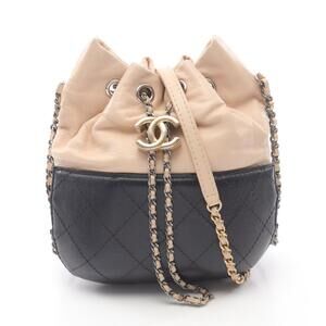 Chanel Gabriel Shoulder Bag Leather Beige Black